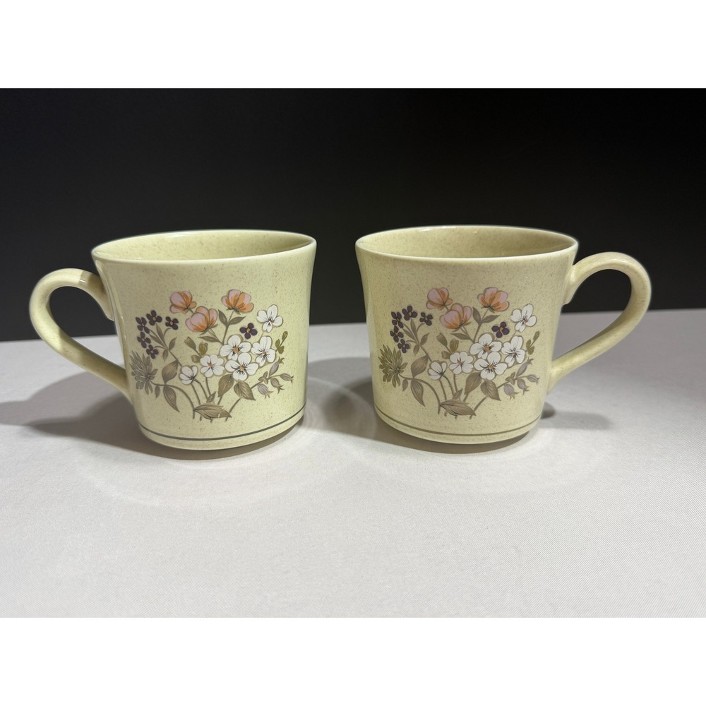 Royal Doulton Lambethware Bredon Hill LS1045 Floral Coffee Mugs Set of 2 England